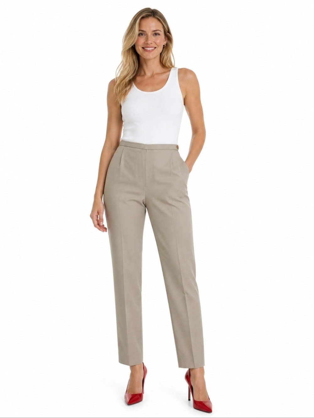 Maxmara Women's Tan Boot Cut Dress Pants Size 8